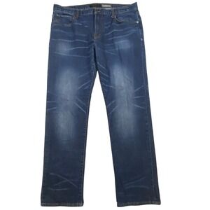 Aeropostale Mens Dark Wash Straight Leg Jeans Medium Blue Faded Size 34x32